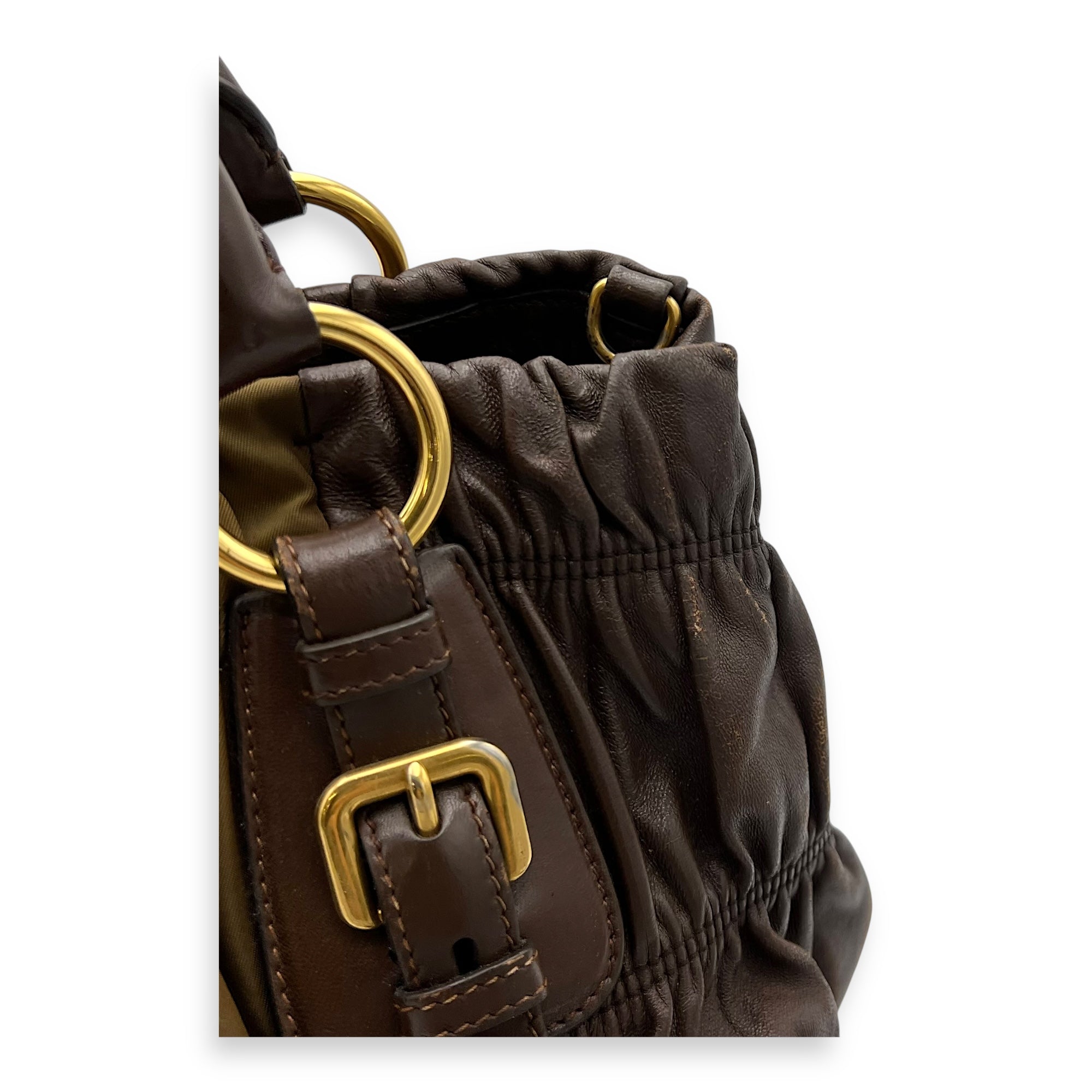 Vintage Top Handle Bag Green in Nylon, Gold hardware - Image 11