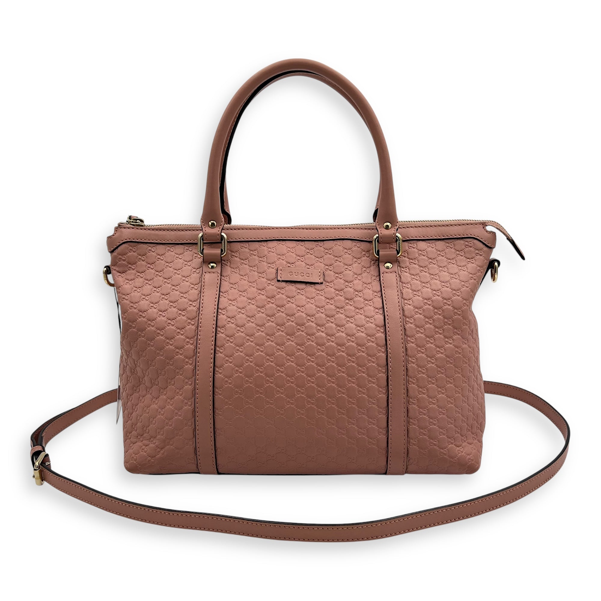 Microguccissima Tote Bag Pink in Guccissima Leather, Gold hardware - Image 13