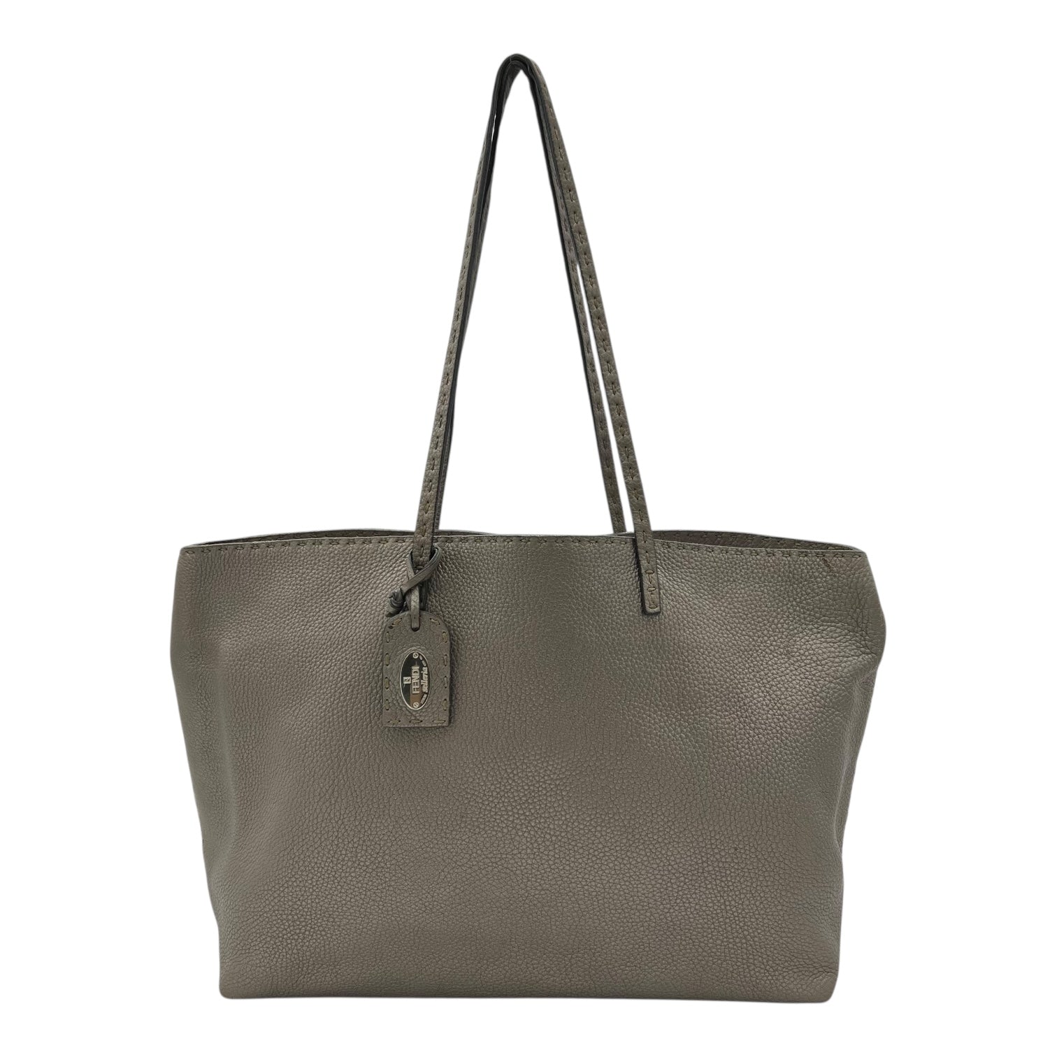 Selleria Metallic Grey Tote Bag in Calfskin, Silver hardware