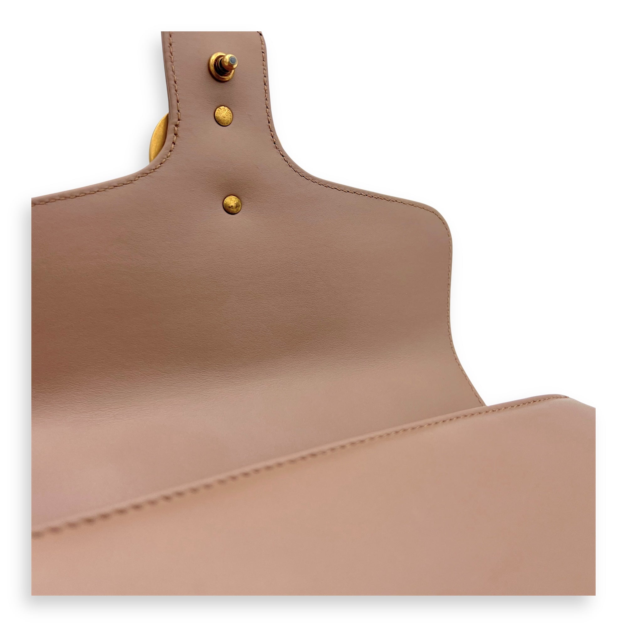 GG Marmont Top Handle Bag Beige in Calfskin, Gold hardware - Image 14