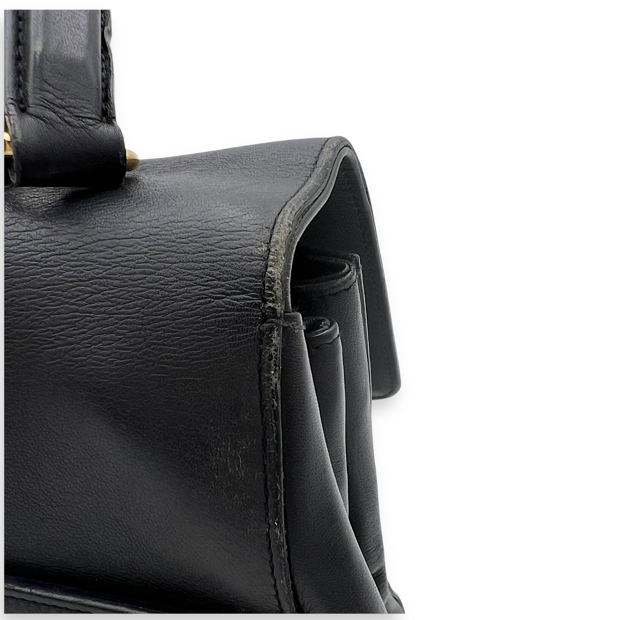 Moujik Top Handle Bag Blue in Calfskin, Gold hardware - Image 15