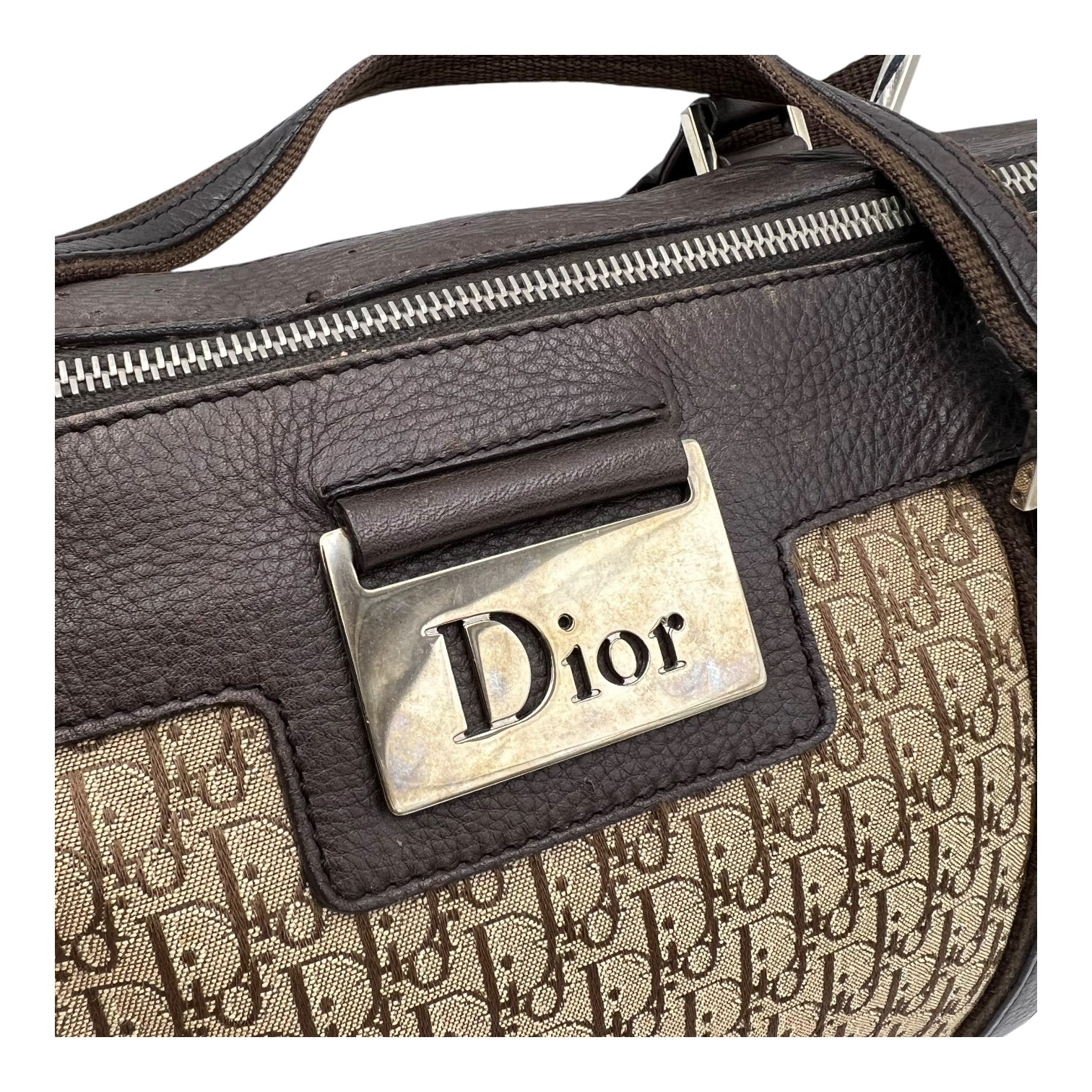 Street Chic Trotter Boston Brown Top Handle Bag in Jacquard, Silver hardware - Image 9