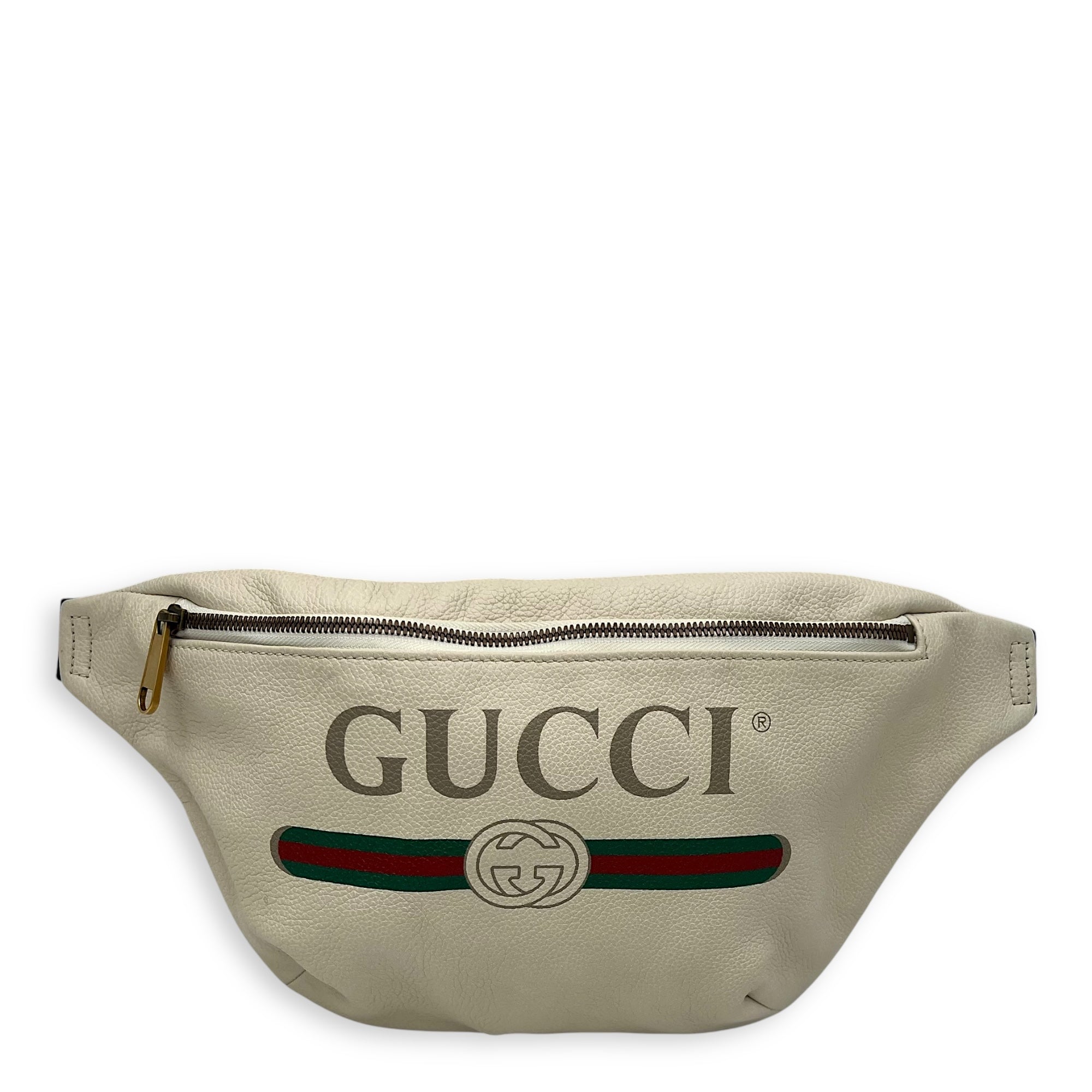 Logo Belt Bag White in Calfskin, Gold hardware