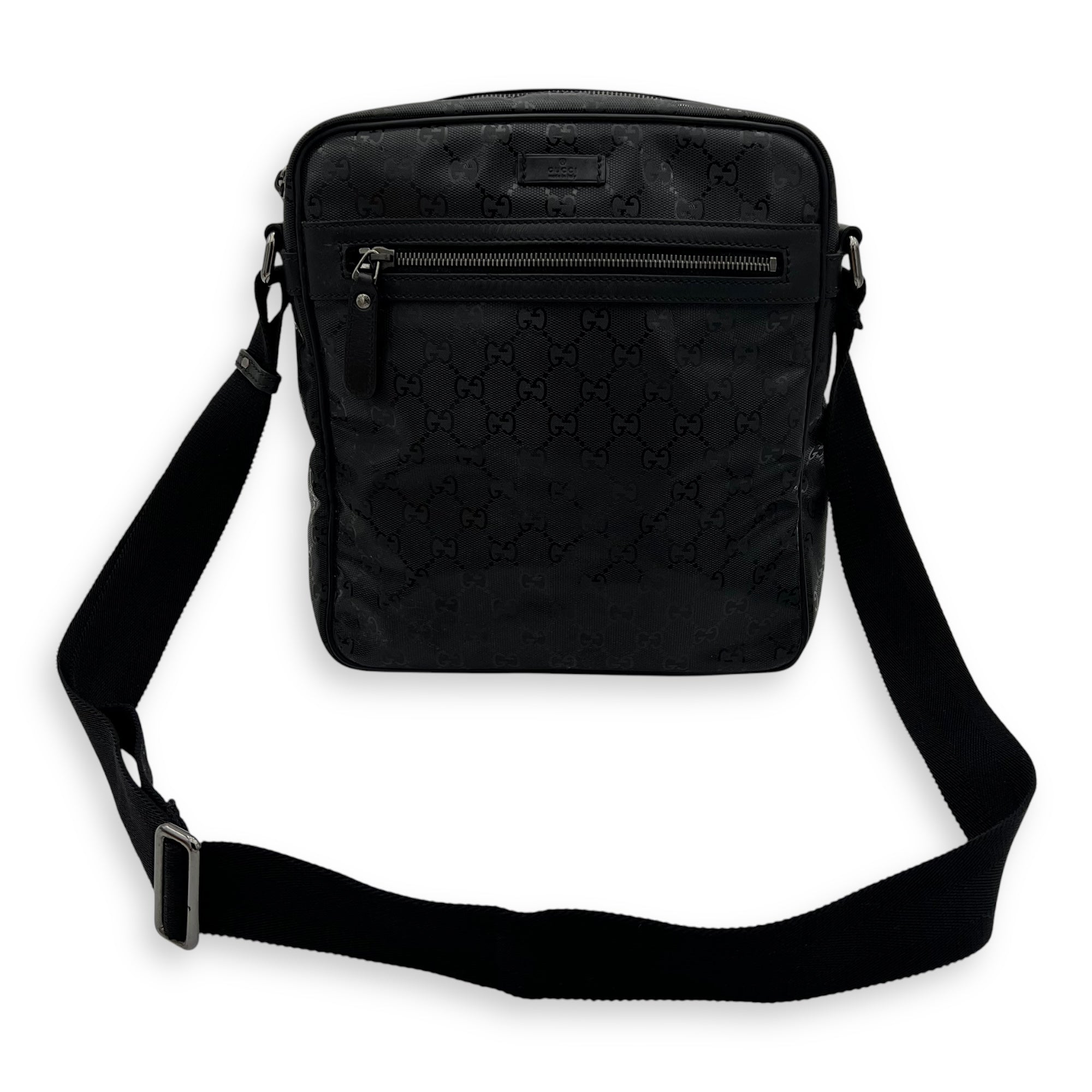 GG Messenger Black in Coated Canvas, Silver hardware - Image 11