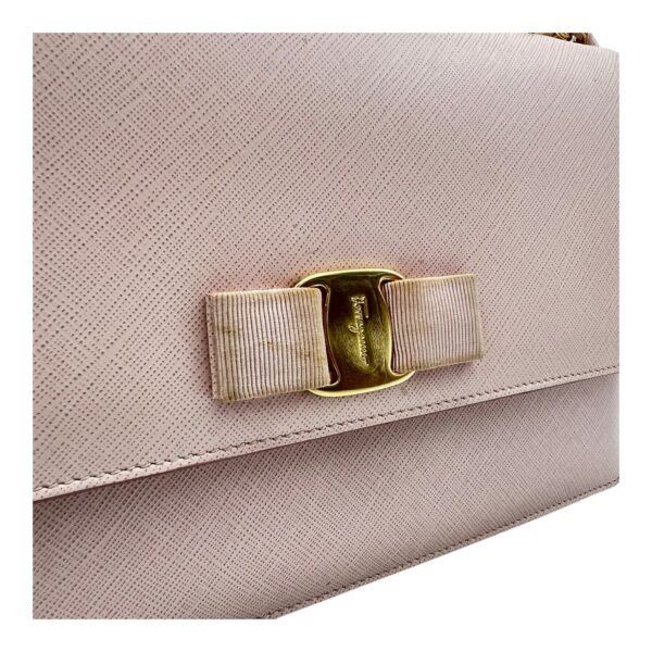 Vara Bow Pink Crossbody Bag in Calfskin, Gold hardware - Image 9