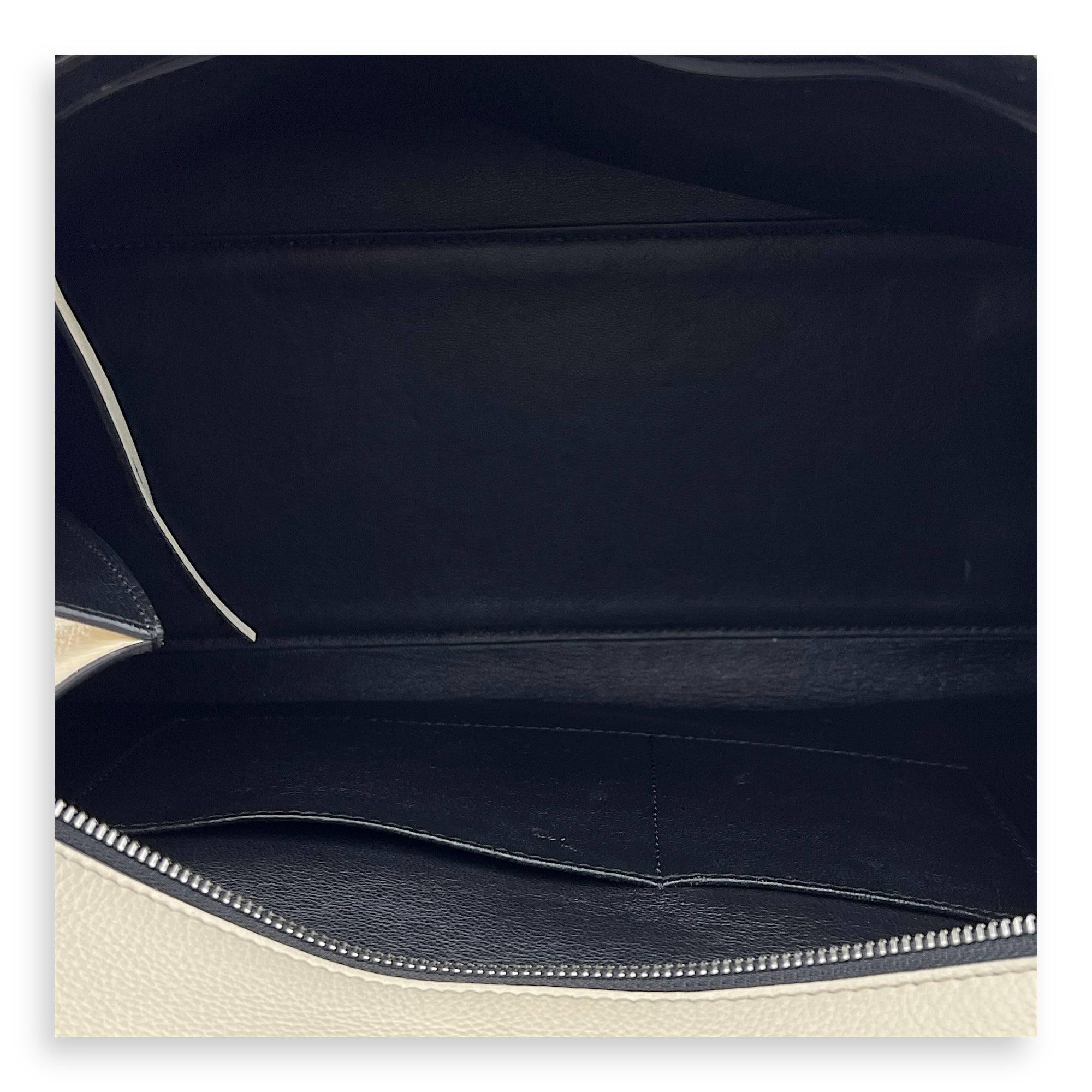 Edge Top Handle Bag White in Calfskin, Silver hardware - Image 7