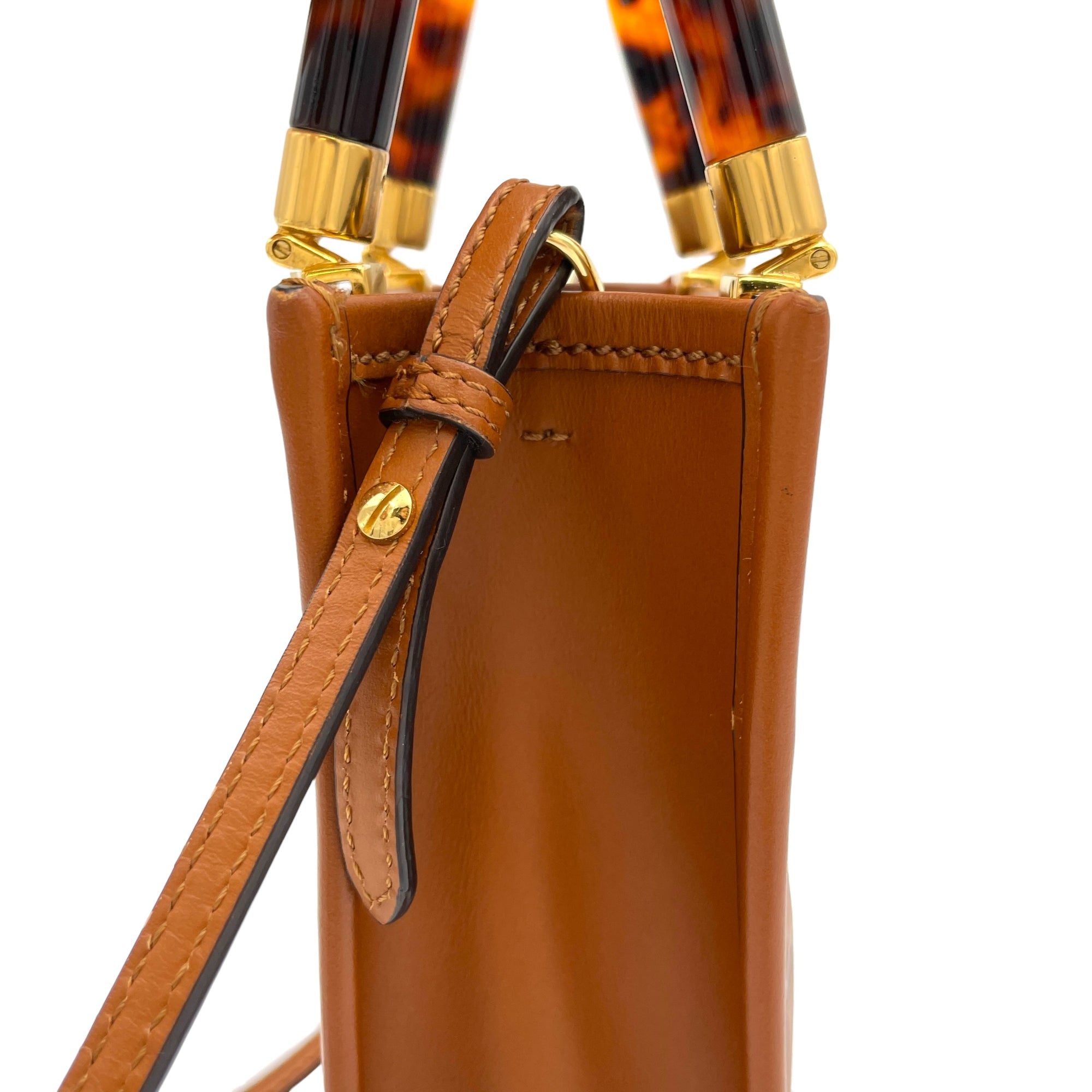 Sunshine Shopper Mini Brown Top Handle Bag in Calfskin, Gold hardware - Image 9