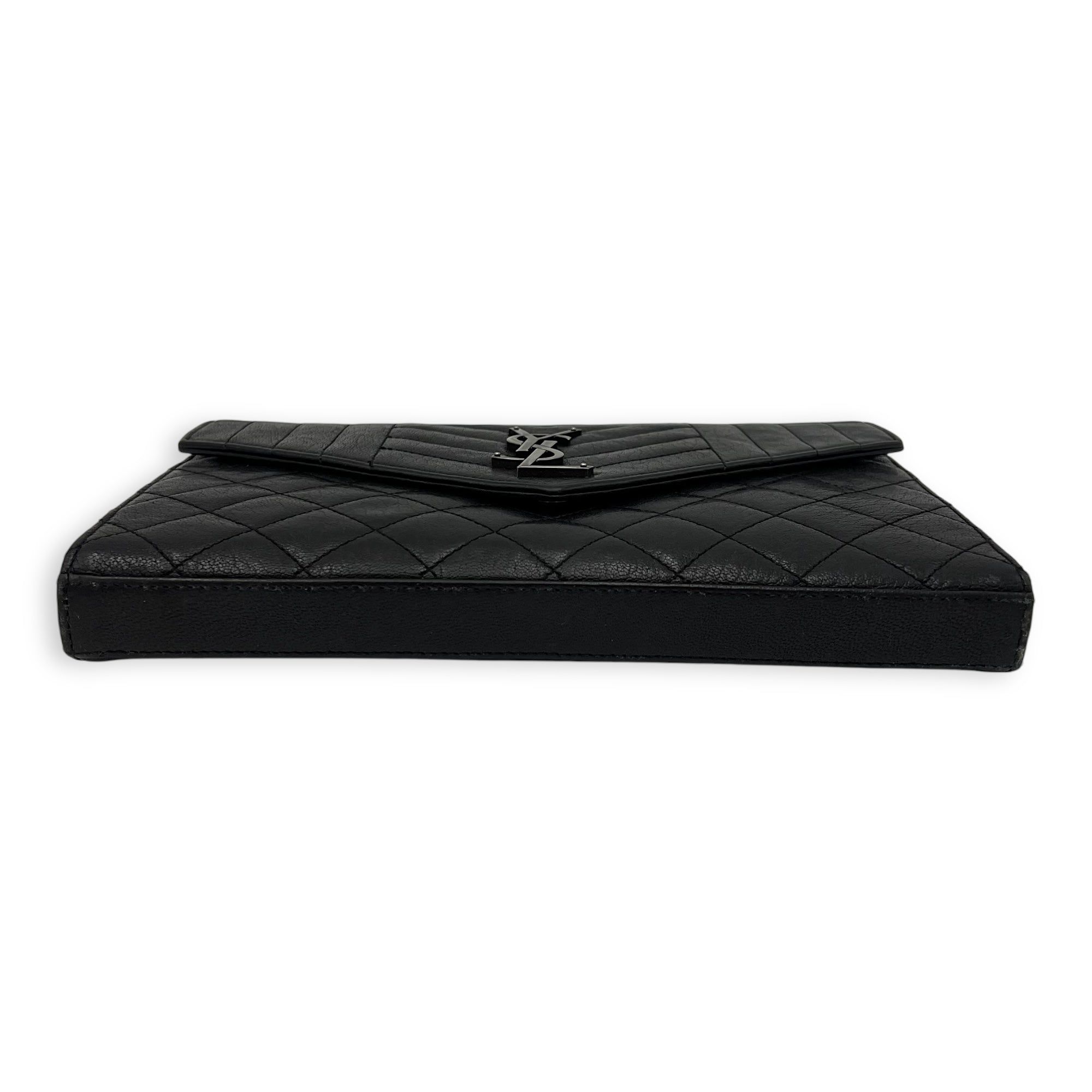 Envelope Wallet On Chain Black in Goat Leather, Silver hardware - Image 6