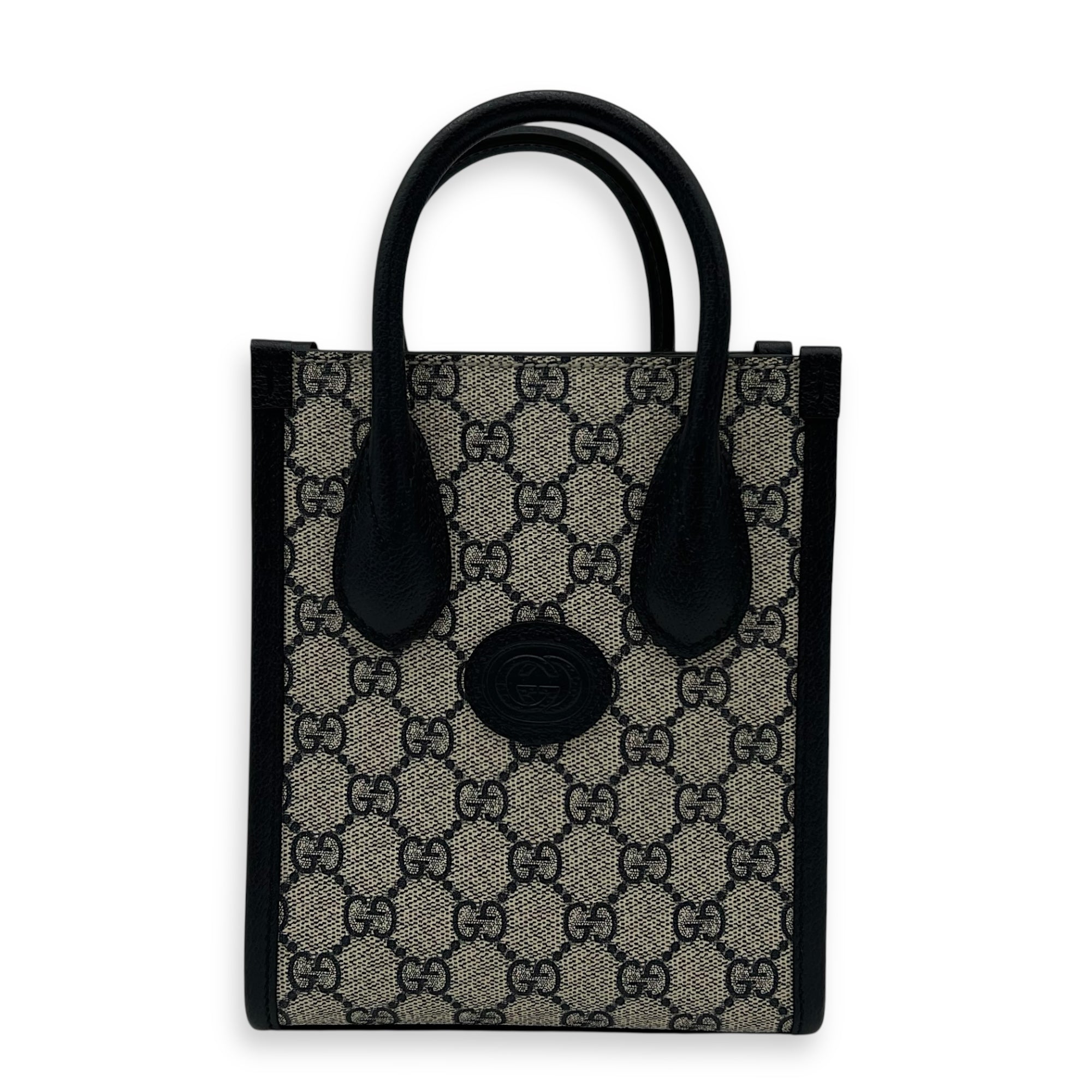 GG Supreme Top Handle Bag Blue in Coated Canvas, Silver hardware