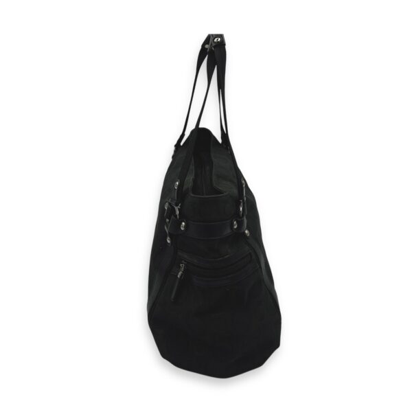Vintage Black Shoulder Bag in Canvas, Silver hardware - Image 4