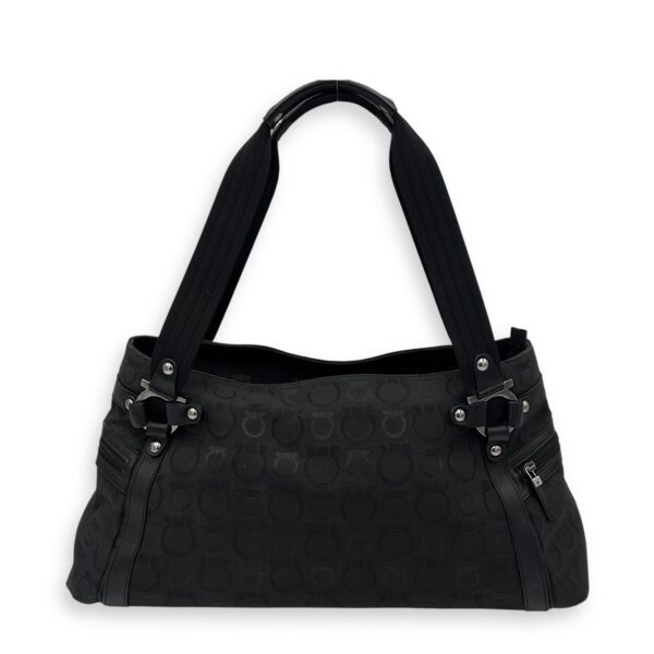 Vintage Black Shoulder Bag in Canvas, Silver hardware