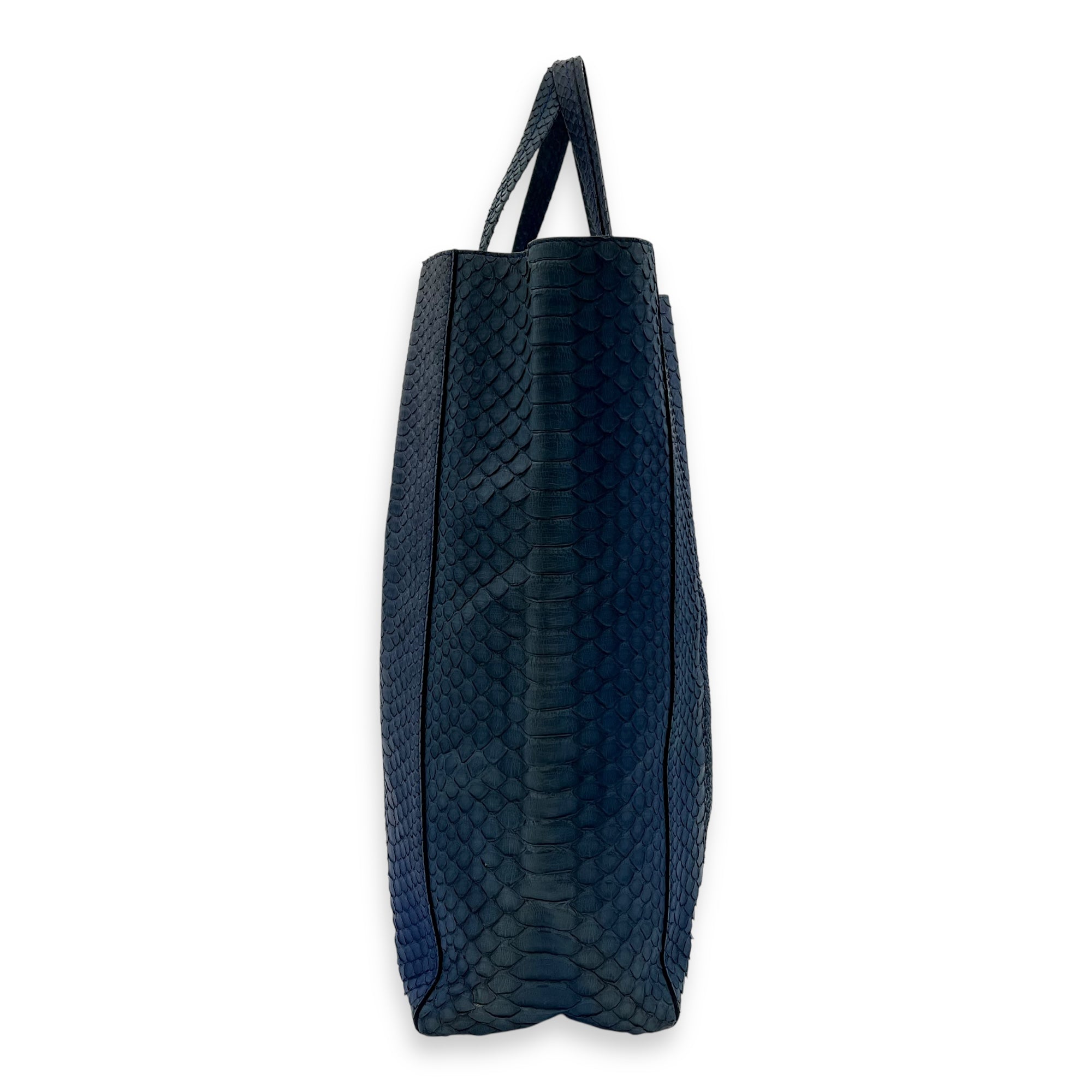 Cabas Tote Bag Blue in Python Leather, Gold hardware - Image 5