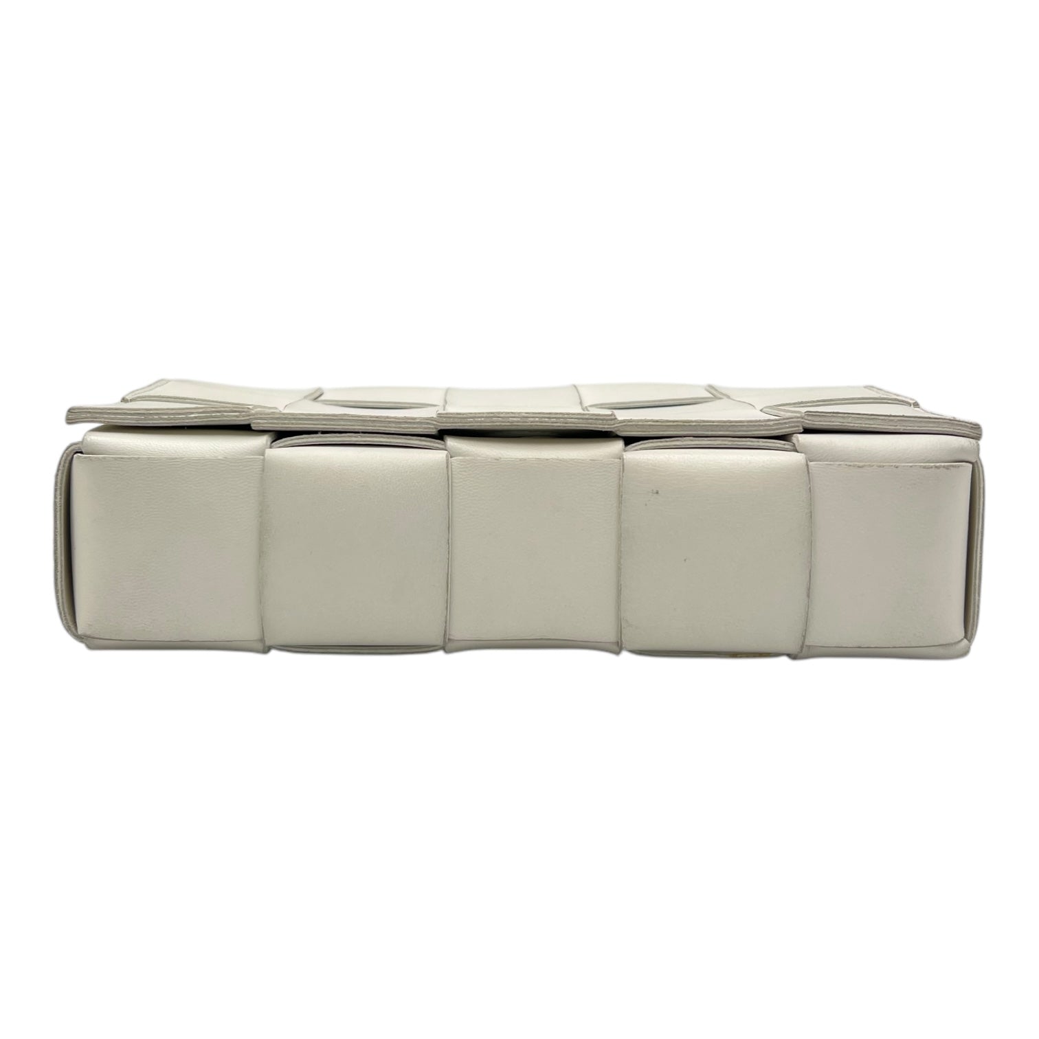 Cassette Crossbody Bag White in Calfskin, Silver hardware - Image 6