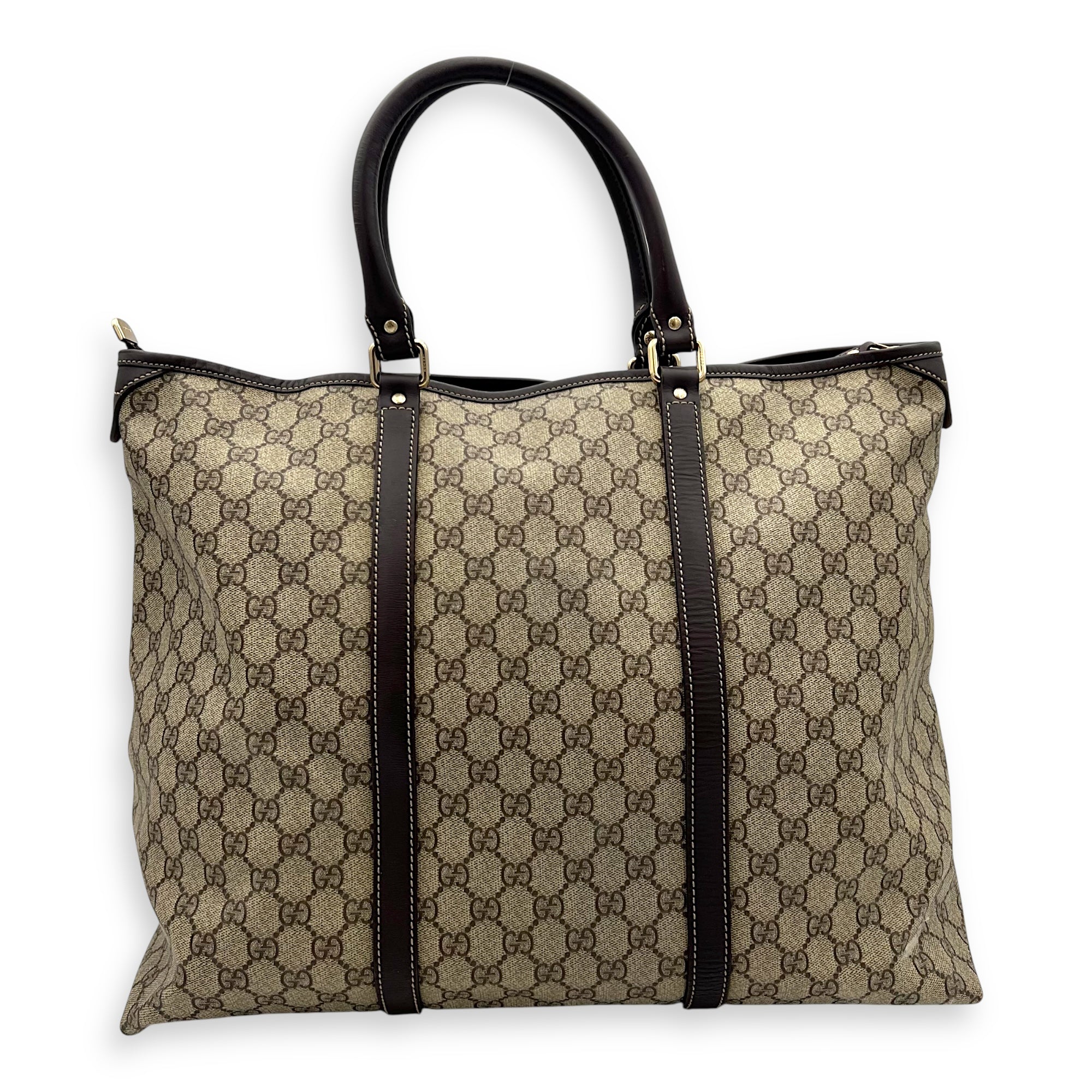 GG Tote Bag Brown in Jacquard, Gold hardware - Image 3