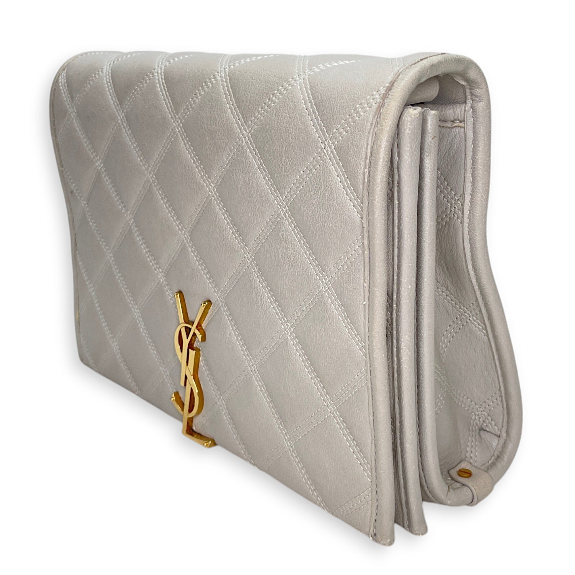 Becky Cream Shoulder Bag in Calfskin, Gold hardware - Image 5